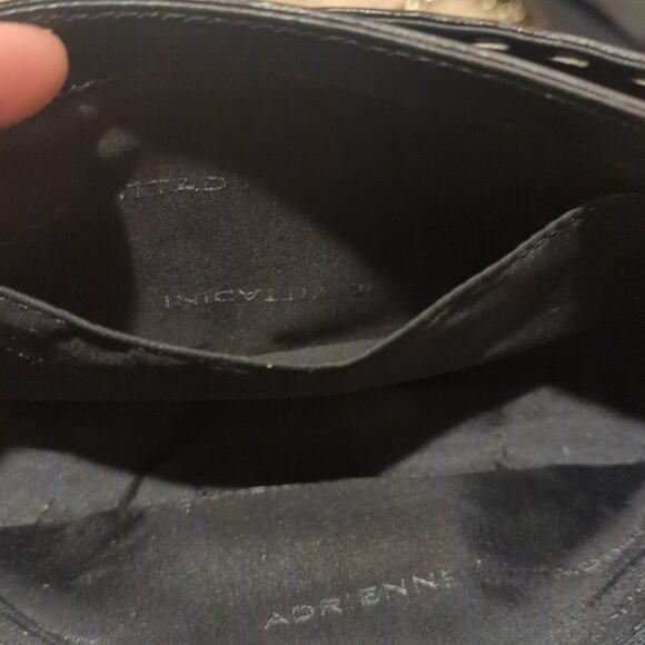 Adrienne Vittadini Crossbody Black Pebbled Topstitch Small Leather Handbag - Picture 9 of 10